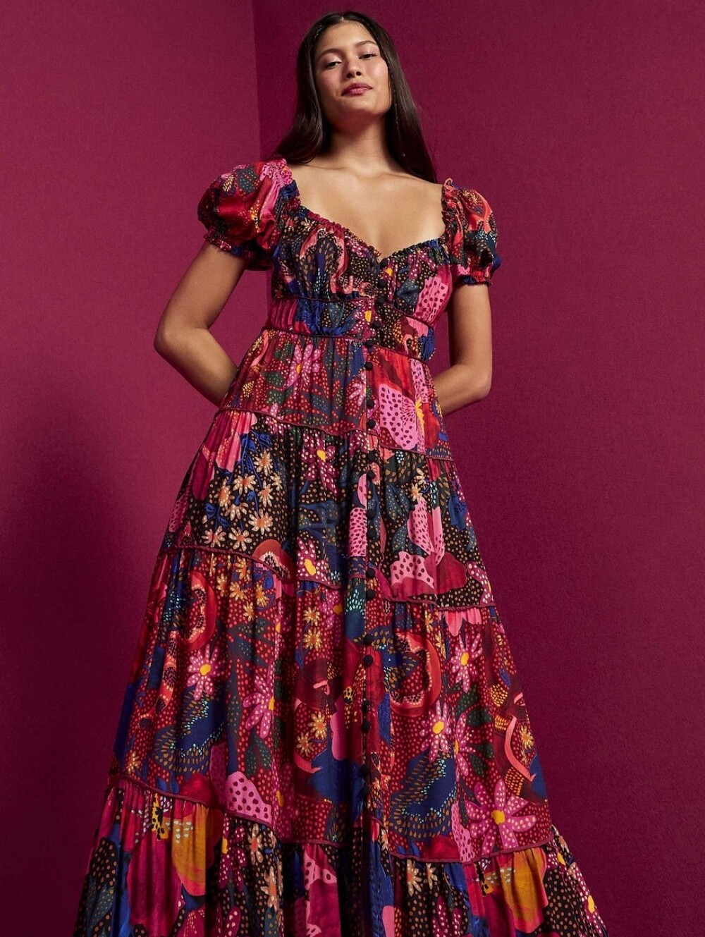 NWT FARM RIO | $260 Mixed Garden Snake Maxi Dress